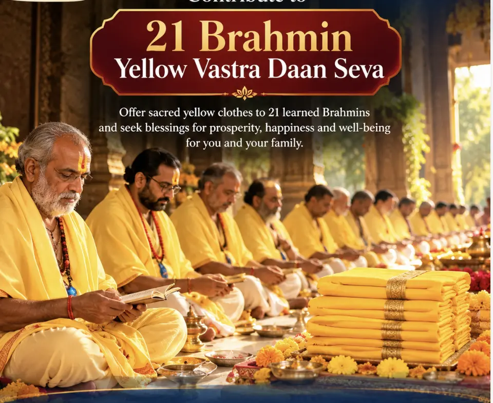 Contribute to 21 Brahmin Yellow Vastra Daan Seva