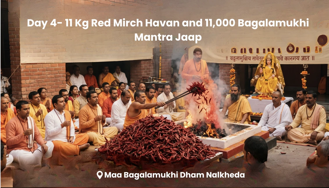 Day 4 - 11 Kg Red Mirch Havan and 11,000 Bagalamukhi Mantra Jaap