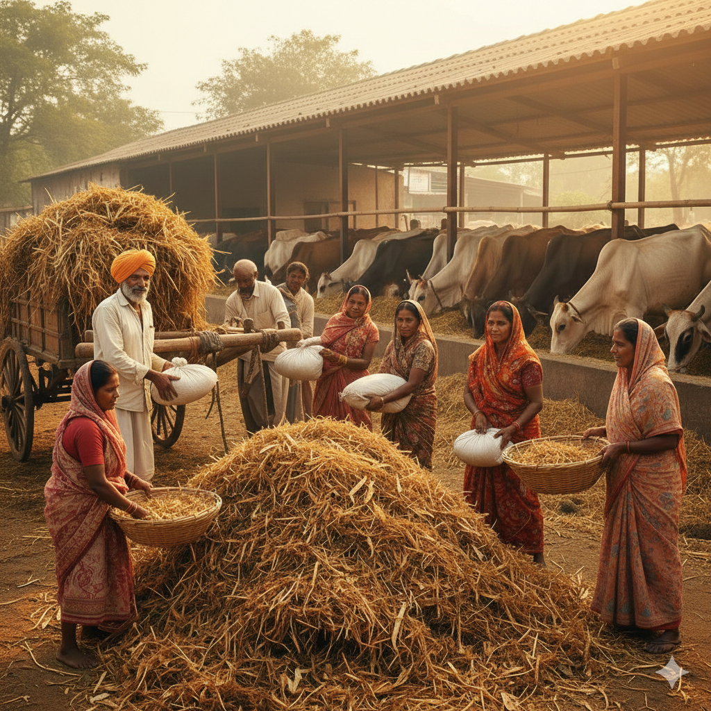 Contribution in 1 Cow Dry Fodder Seva