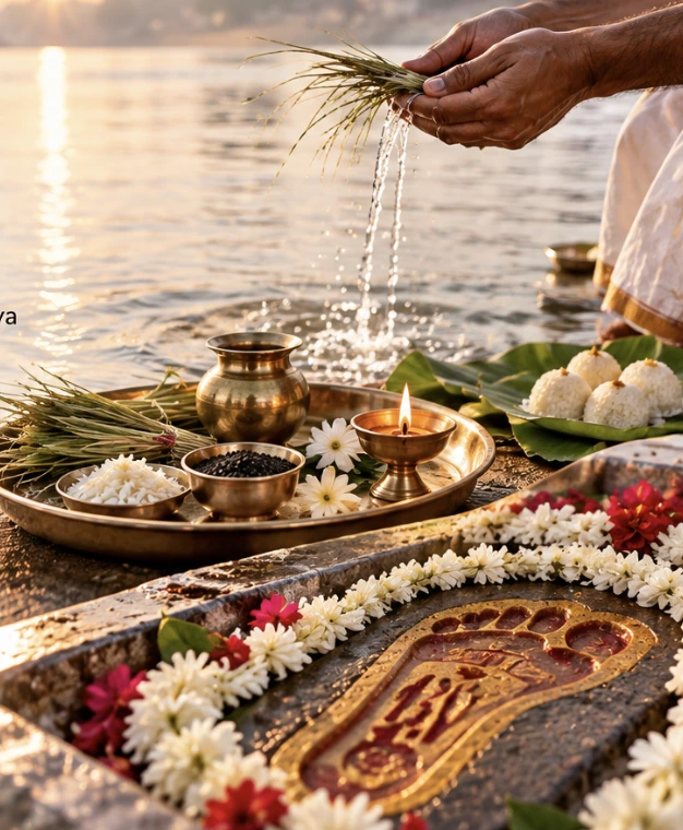 🌿 Tarpan at Falgu River Ghat & Tulasi–Kala Til Chadhava at Vishnupad