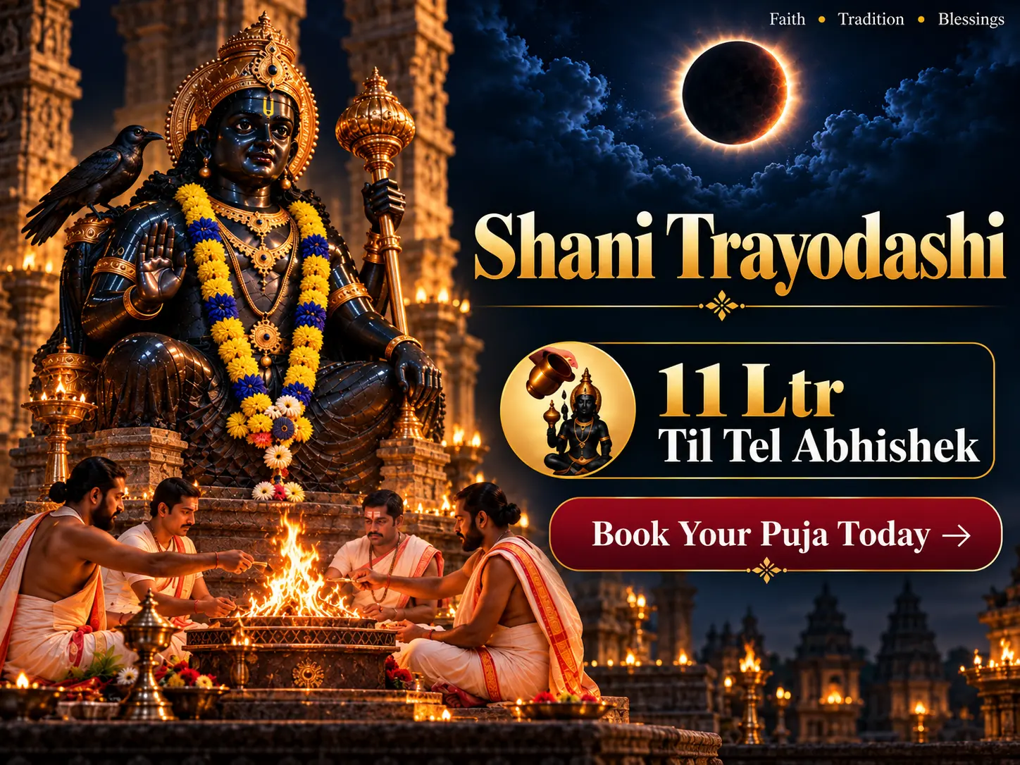 Shani Dev Maha abhishek with 11 Litre Tel