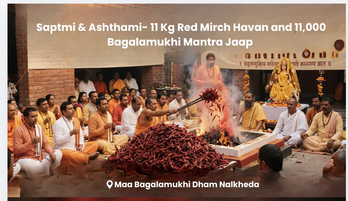 Saptmi & Ashthami - 11 Kg Red Mirch Havan and 11,000 Bagalamukhi Mantra Jaap