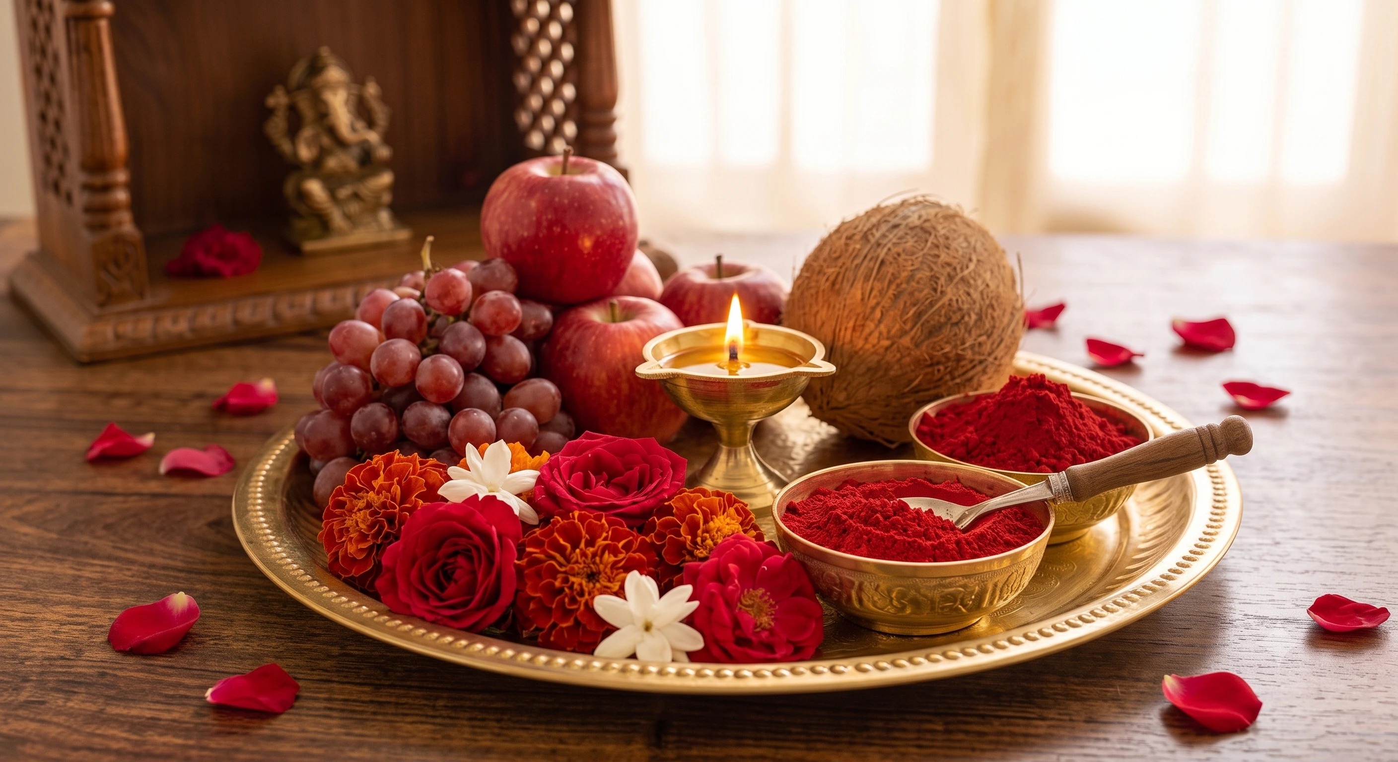 Offer Red Flowers, Sindoor, Coconut, Red Fruits Maa Chhinnamasta