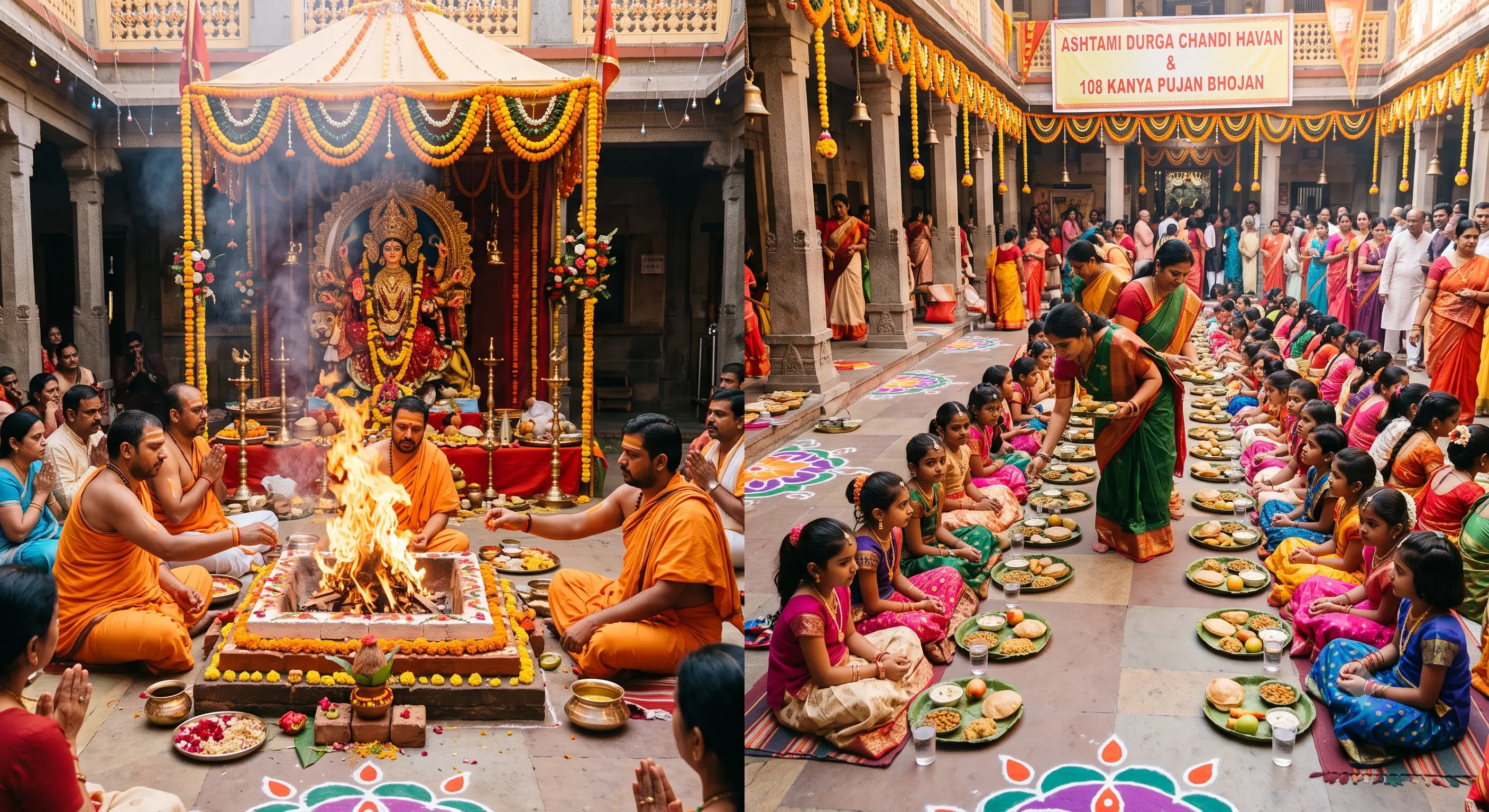 Ashtami Durga Chandi Havan and Navami 108 Kanya Pujan and Bhojan