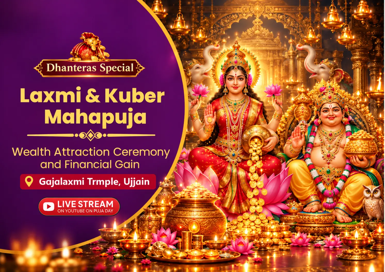 Dhanteras Dhan-Samriddhi Puja & Abhimantrit Kuber Potli - Join the puja Live