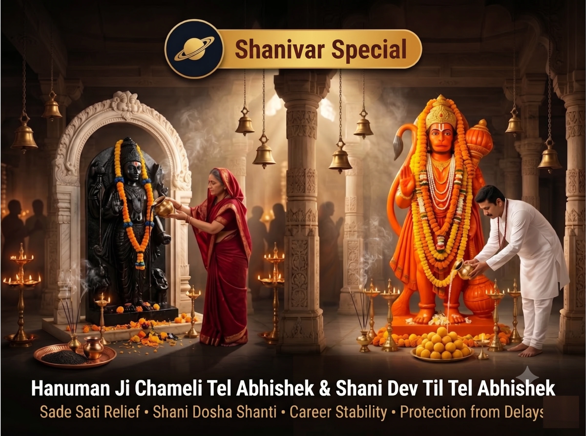 Hanuman Ji Chameli Oil chadhava & Shani Dev Sesame Oil Abhishek
