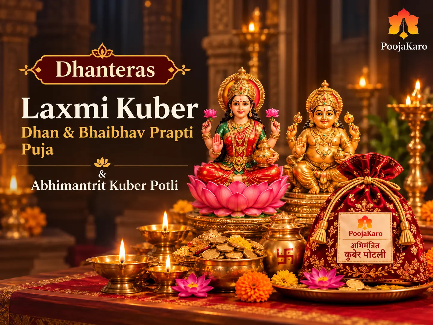 Dhanteras Laxmi Kuber Dhan & Bhaibhav prapti Puja & Abhimantrit Kuber Potli- Join the puja Live